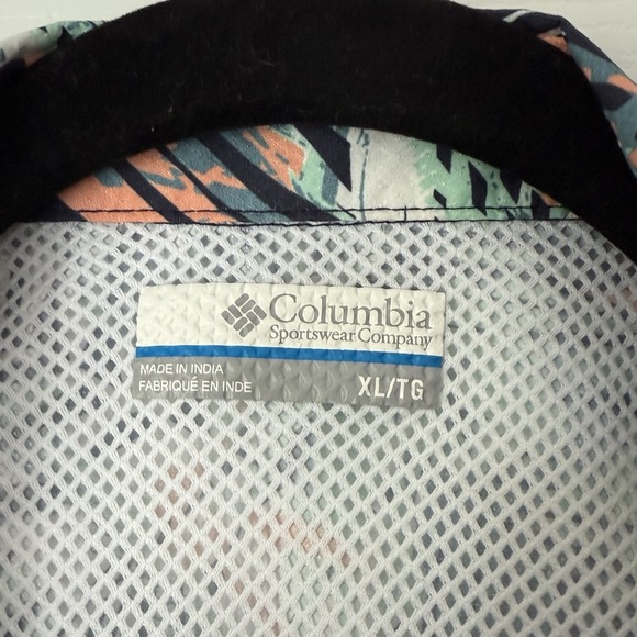 COLUMBIA PFG Super Slack Tide Camp Shirt Men XL Black Palm Print Fishing Omni - Picture 3 of 11